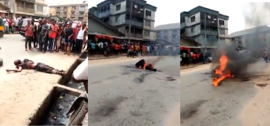 Mob Burns Suspected Robber Who Was Abandoned By His Colleagues During Operation In Aba [Photos] 8