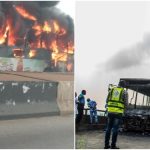 Panic As BRT Bus Burst Into Flames On Third Mainland Bridge In Lagos [Video] 2