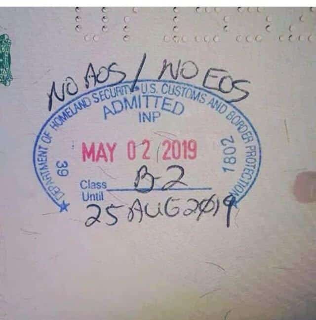 US Immigration Officers Now Stamps "No EOS / AOS" On Nigerian Passports 2