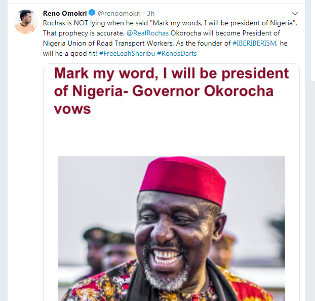 "You’ll Only Be President Of Nigeria Union Of Road Transport Workers" – Omokri Mocks Okorocha 2