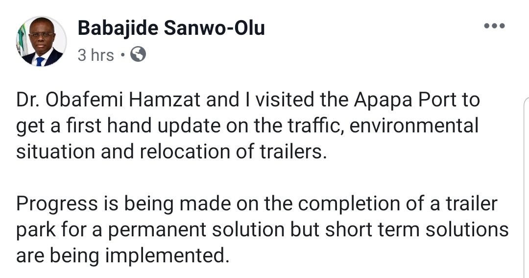 Sanwo-Olu resumes work; tours Apapa, signs executive order on traffic management, refuse and public works; 2