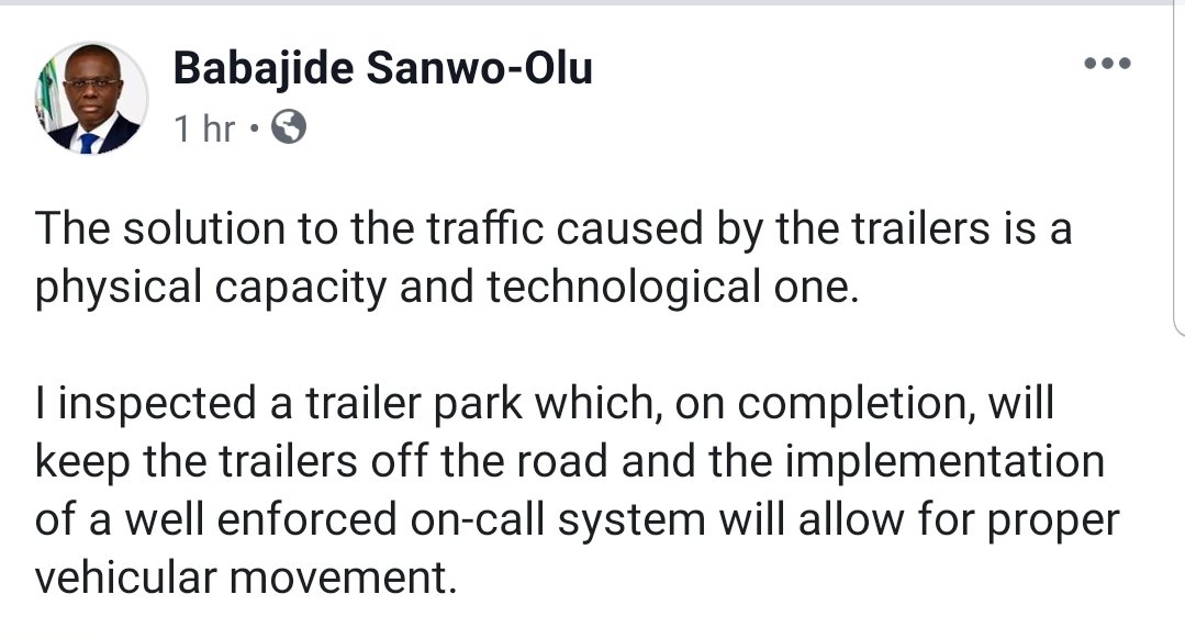 Sanwo-Olu resumes work; tours Apapa, signs executive order on traffic management, refuse and public works; 7