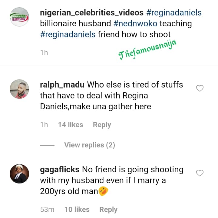 Watch Regina Daniels' Husband, Ned Nwoko Teaching A Lady How To Shoot Gun [Video] 12