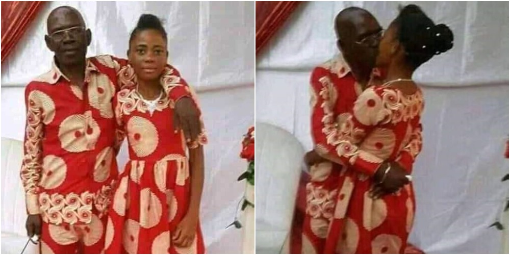 Photos Of An Elderly Man Kissing And Hugging His Young Bride At Traditional Wedding 10