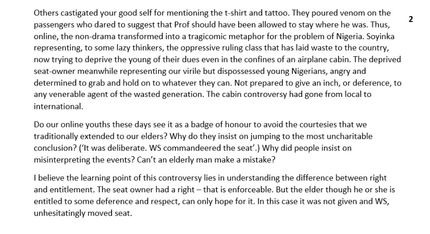 Wole Soyinka's Son Fires Back At 'Twitter Warriors' Over Dad’s Flight Encounter With Young Nigerian 3