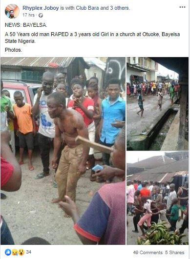 50-Year-Old Man Beaten, Paraded After Raping 3-Year-Old Girl Inside Church [Photos] 2