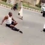 Driver Sits In Middle Of The Road In Protest After Police Seized His Car & Demanded N150k Bribe 2