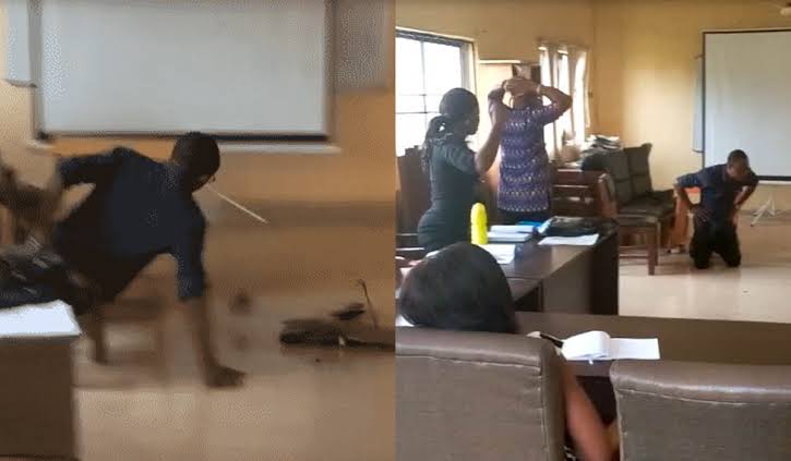 Anambra University Lecturer Falls In Class, Smashes Laptop To Teach Students Effect Of ICT [Photos/Video] 11
