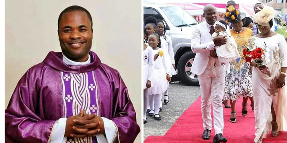 Catholic Priest Who Dumped Priesthood For Marriage, Dedicates His Child In Style [Photos] 8