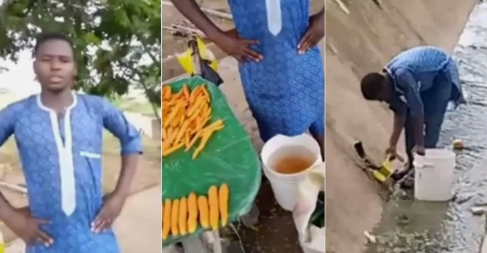 Outrage As Carrot Seller Caught On Camera Washing His Carrots Inside A Gutter [Video]