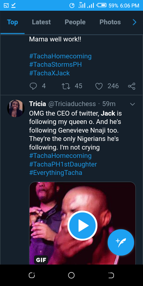 Twitter CEO, Jack Dorsey Follows Tacha On Twitter As The Second Nigerian On His List 3