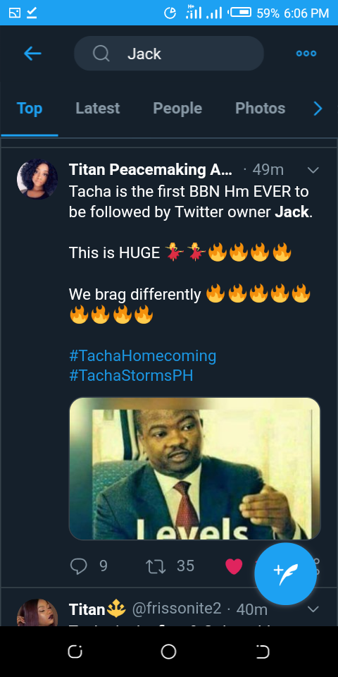 Twitter CEO, Jack Dorsey Follows Tacha On Twitter As The Second Nigerian On His List 6