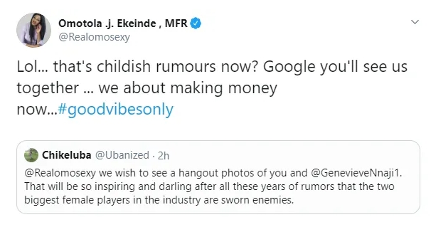 Omotola Jalade-Ekeinde Reacts To Claim That She And Genevieve Nnaji Are Sworn Enemies 1