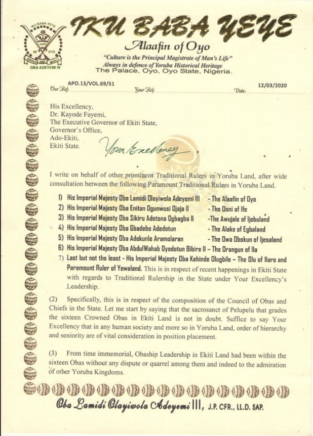 Alaafin Of Oyo Warns Governor Fayemi Over Alleged Attempt To Dethrone 16 Kings In Ekiti 10