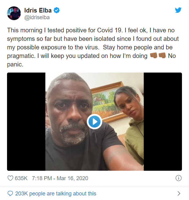 Idris Elba Coronavirus: Hollywood Star Idris Elba tests positive for coronavirus 2
