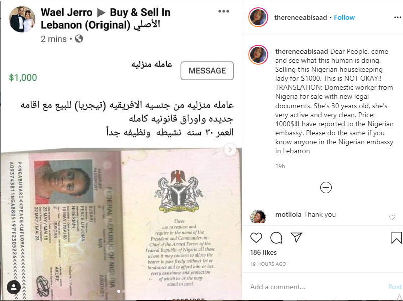 Lebanese National Allegedly Puts Up A Nigerian Woman For Sale At $1000 On Facebook [Photos] 3