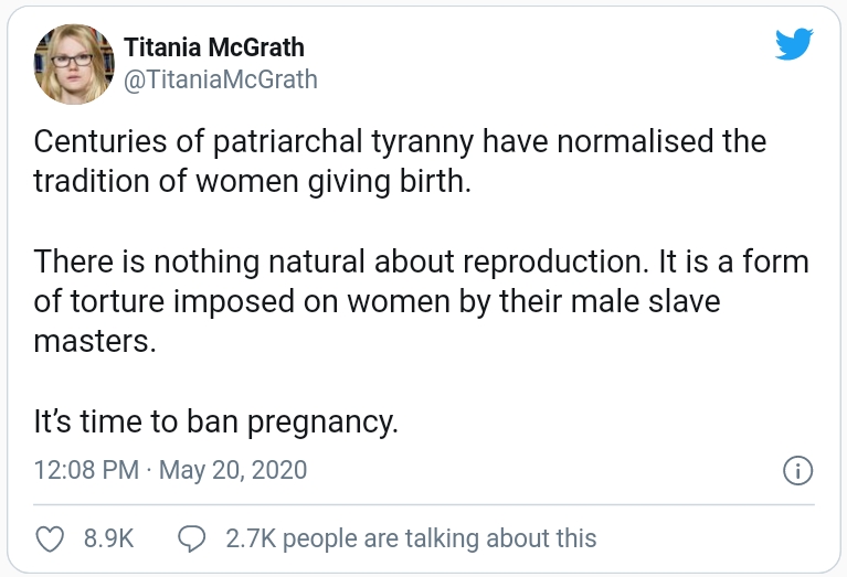 "Pregnancy Should Be Banned, It's A Form Of Torture On Women" - Feminist Titania McGrath Says 2