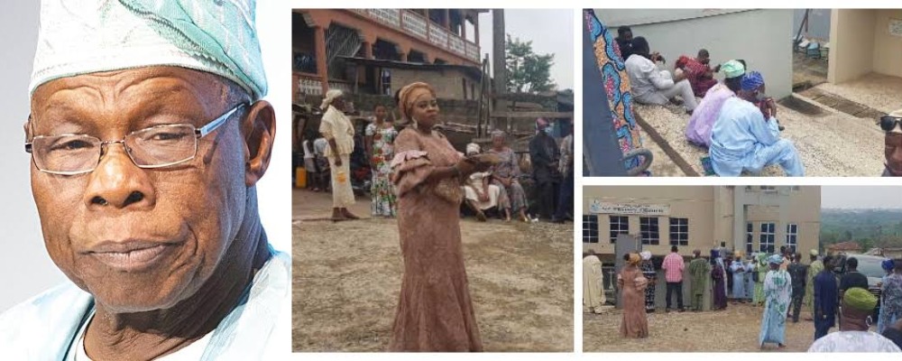 Obasanjo Observes COVID-19 Protocol At Mother-In-Law’s Burial, Shuts Out His Associates [Photos]