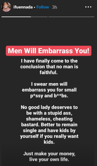 "No Man Is Faithful" - BBNaija's Ifu Ennada Advises Women To Remain Single And Have Kids 2