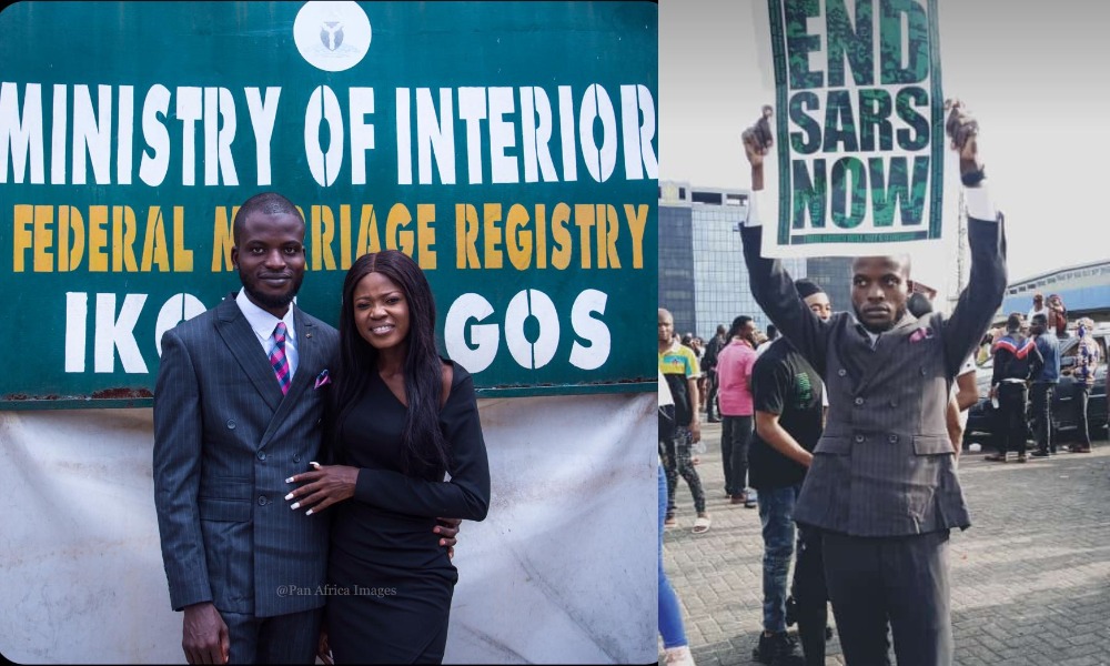 Nigerian Man Joins #EndSARS Protest Immediately After His Court Wedding In Lagos [Photos] 15