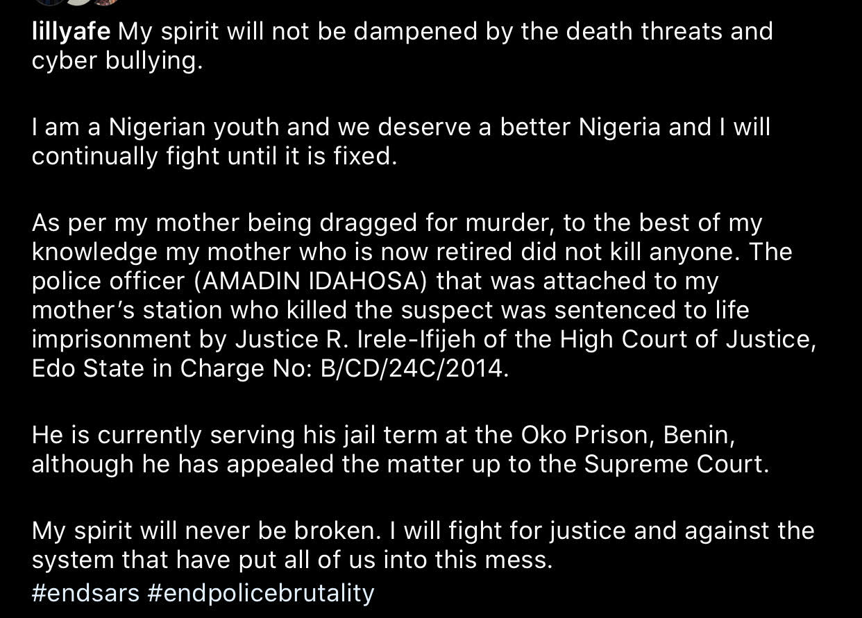 Actress Lilian Afegbai Reacts After Her Mother, Carol Afegbai Was Accused Of Killing UNIBEN Student 2 Actress Lilian Afegbai Reacts After Her Mother, Carol Afegbai Was Accused Of Killing UNIBEN Student 2