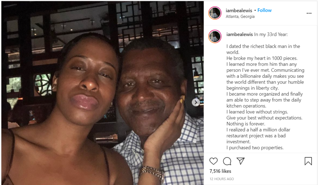 ''He broke my heart in 1000 pieces'' - Aliko Dangote's ex girlfriend Bea Lewis claims 3