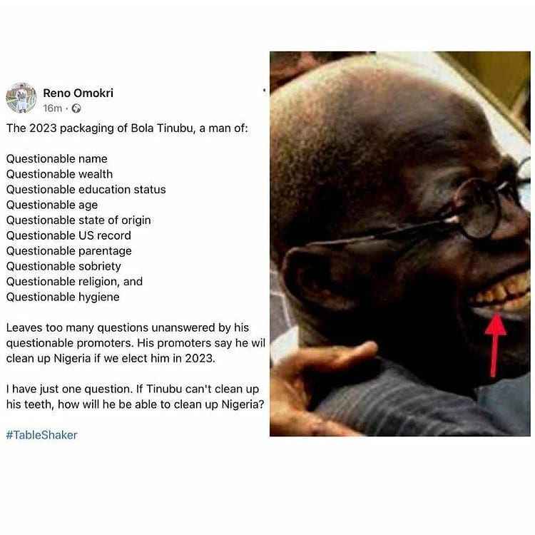 "If Tinubu Can't Clean Up His Teeth, How Will He Clean Up Nigeria?" - Reno Omokri Asks 6