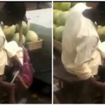 Fruit Seller Caught Using Knife Used In Cutting Watermelon To Scrape His Feet [Video] 2