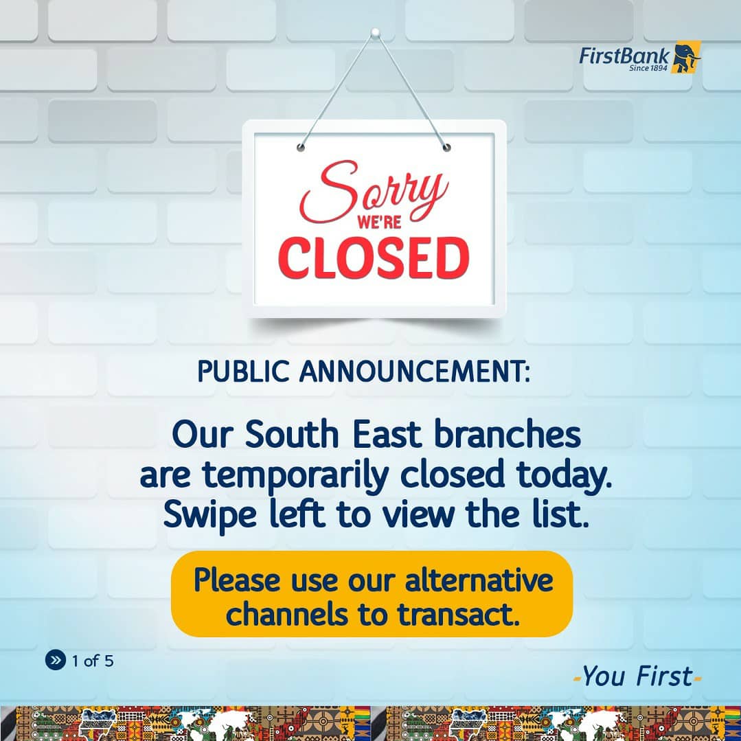 First Bank Speaks About Closing All Its Branches In South East Due To Insecurity 2