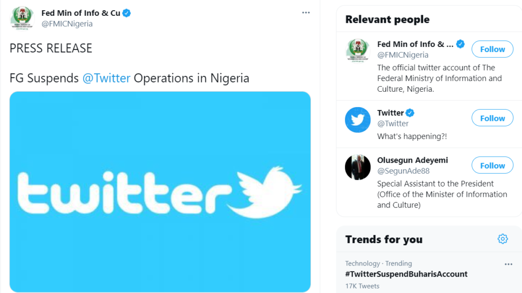 Twitter suspended in Nigeria: Buhari Retaliates, Suspends Twitter Operations In The Country 3