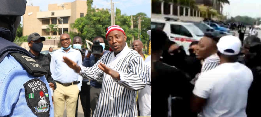 Security Operatives Watch As Thugs Beat Up Sowore At Nnamdi Kanu’s Trial [Video]