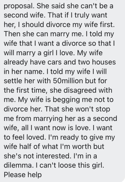 Nigerian Man Offers His Wife N50m To Divorce Him So He Can Marry A Younger Lady
