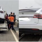 Tesla Car Battery Dies On Third Mainland Bridge In Lagos [Photos]