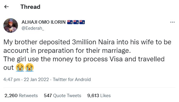Nigerian Lady Run Away With N3m Given To Her By Boyfriend For Their Marriage Plans