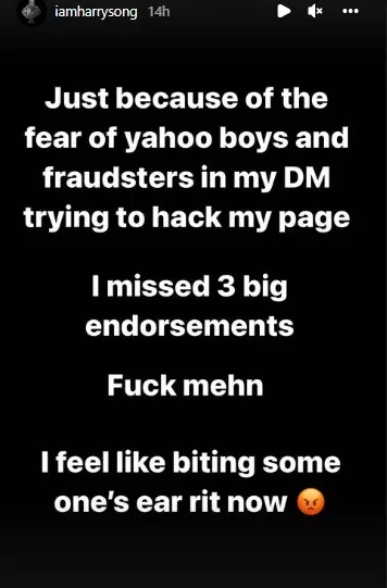 Singer Harrysong Laments After Losing 3 Big Endorsement Deals Because Of Yahoo Boys