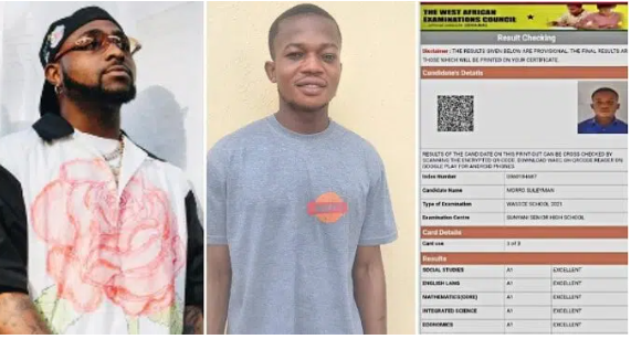 Davido Offers 5 Years Scholarship To Brilliant Ghanaian Student Who Aced WAEC