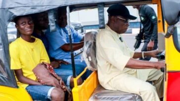 Former President, Obasanjo Drives Keke Napep, Picks Passengers In Ogun [Photos]