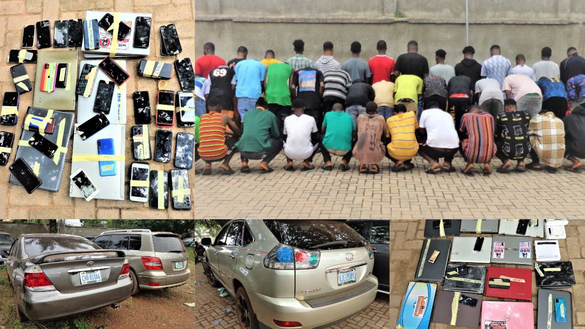 EFCC: 5 Luxury Cars, iPhones, Laptops  Recovered From 45 Suspected 'Yahoo Boys' In Enugu 8
