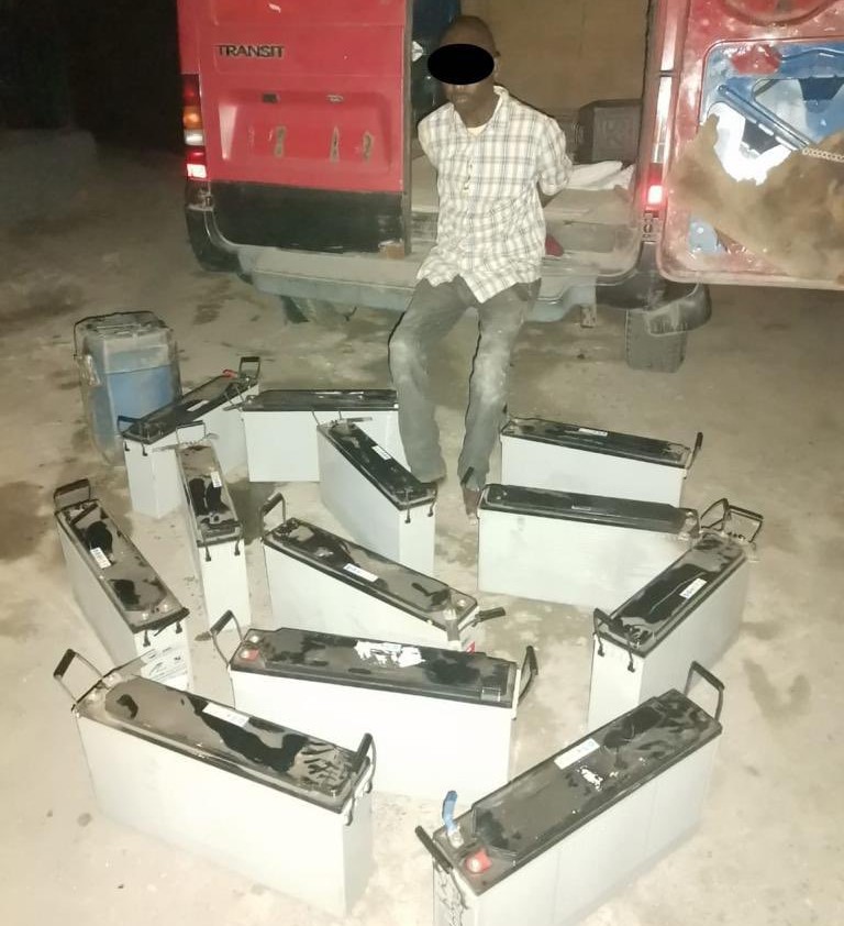 Police Arrest Telecommunication Mast Vandal, Recover 12 Solar Batteries 12