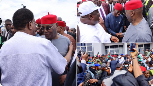 Massive Crowd As Atiku Arrives Enugu For PDP South-East Meeting [Photos/Video]