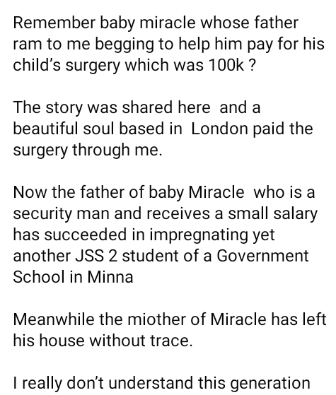 Married Man Who Sought Help For His Child’s Surgery 'Impregnates' JSS 2 Student