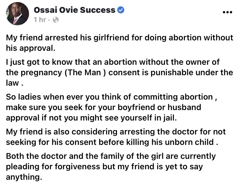 Nigerian Man Arrests Girlfriend For Aborting Their Unborn Child Without His Consent 2 Nigerian Man Arrests Girlfriend For Aborting Their Unborn Child Without His Consent