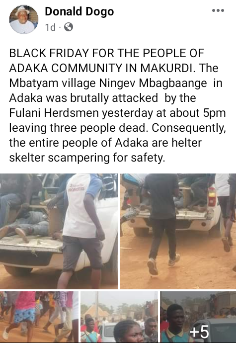 Herdsmen Kill Three To Avenge Killing Of Cows That Destroyed People's Farm In Benue [Photos]