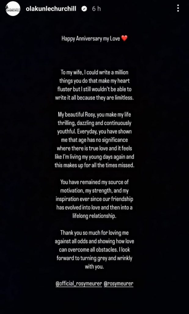 Tonto Dikeh's Ex, Olakunle Churchill Gushes Over His Wife, Rosy Meurer On Their 3rd Wedding Anniversary 2 Tonto Dikeh's Ex, Olakunle Churchill Gushes Over His Wife, Rosy Meurer On Their 3rd Wedding Anniversary