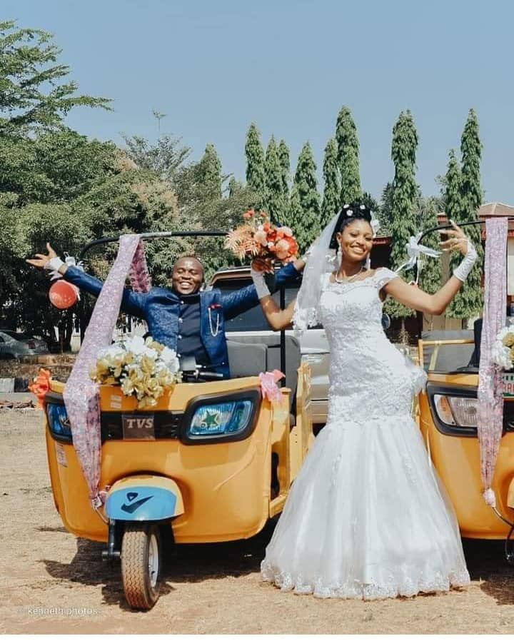 Enugu Legislative Leader And His Bride Arrive Their Wedding Reception In Keke Napep [Photos]