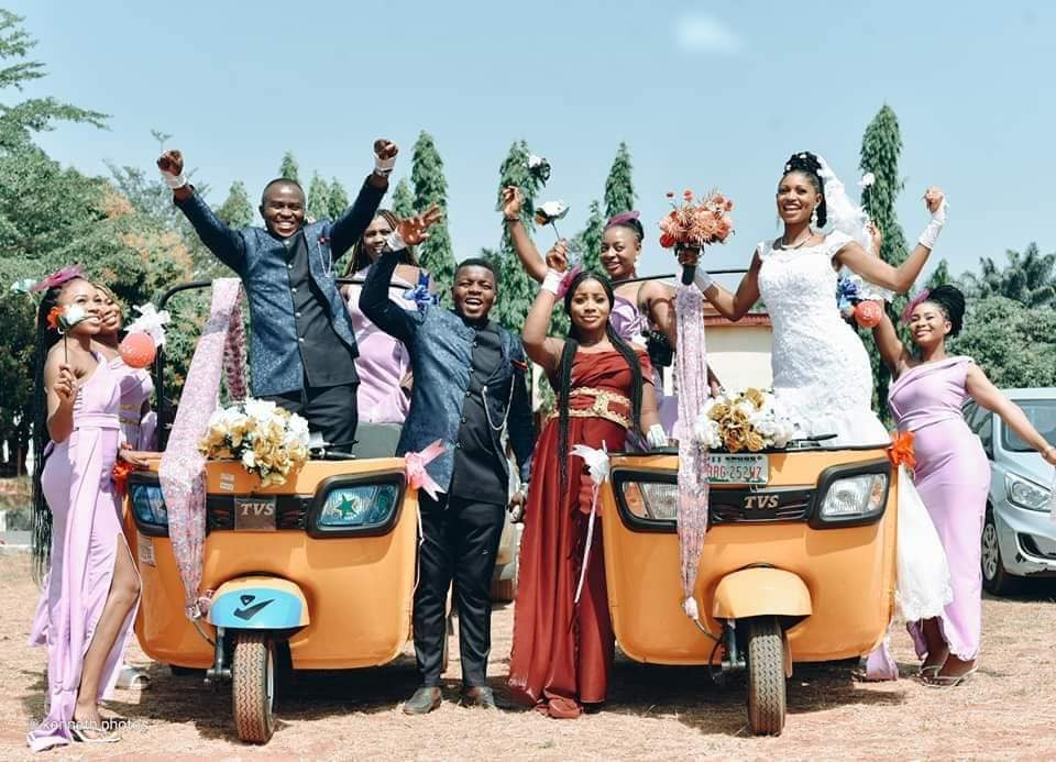 Enugu Legislative Leader And His Bride Arrive Their Wedding Reception In Keke Napep [Photos]