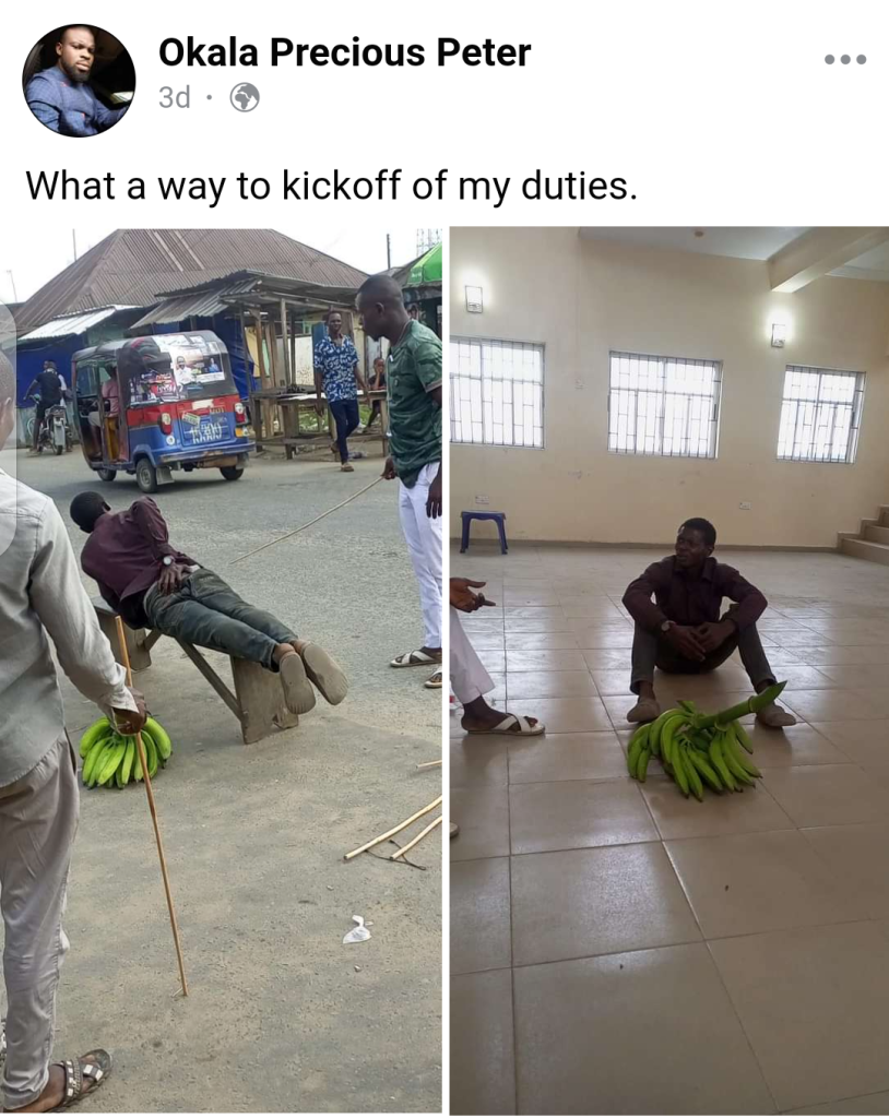 Man Flogged Publicly For Stealing A Bunch Of Plantain In Bayelsa [Photos]