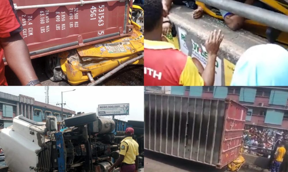 Update: Nine Confirmed Dead After Container Fell On Commercial Bus At Ojuelegba Bridge In Lagos