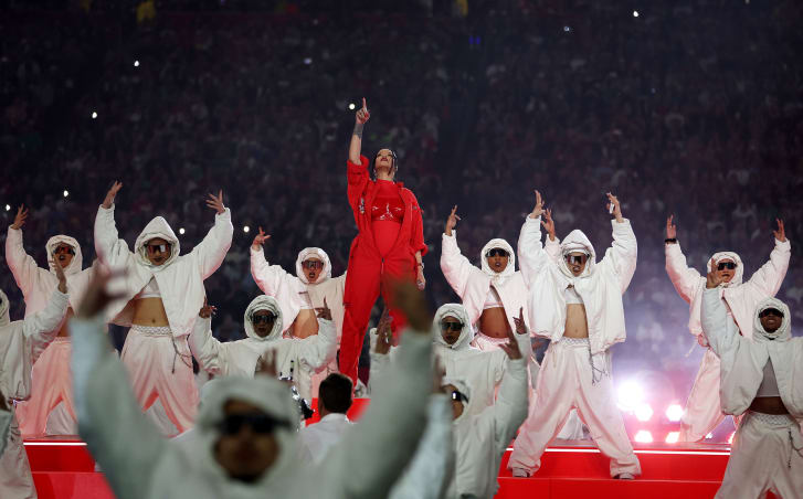 Rihanna Is Pregnant With Second Child, Reveals Baby Bump During Super Bowl Halftime Show