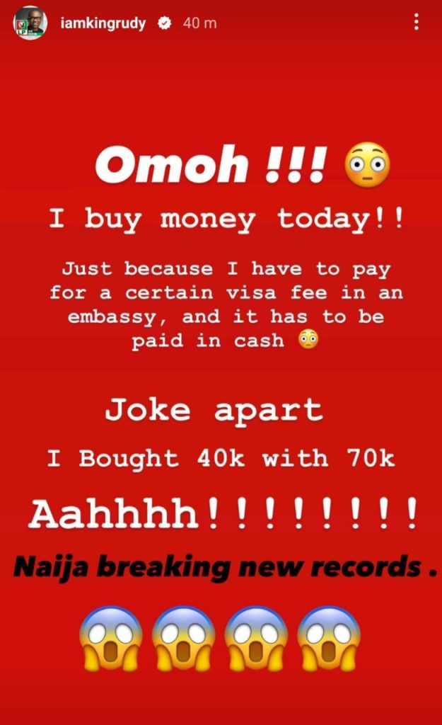Paul Okoye Cries Out As He Buys N40,000 With N70,000 Amid Naira Notes Scarcity